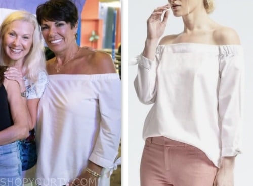 the golden bachelor, white off-the-shoulder top, susan noles