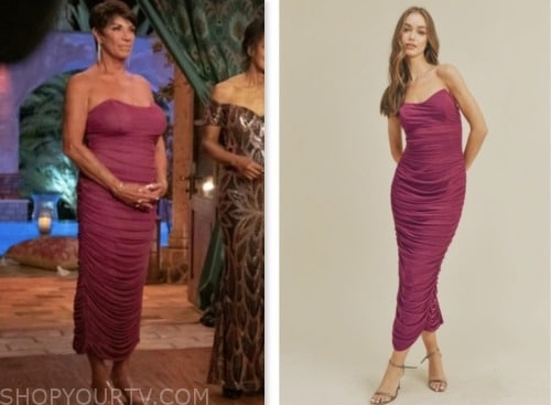 susan noles, the golden bachelor, pink strapless ruched dress