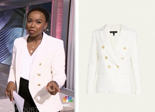Zinhle Essamuah, white double breasted blazer, nbc news daily