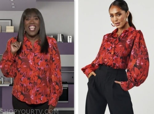 black and red floral blouse