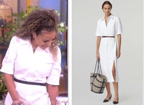 the view, sunny hostin, white belted shirtdress