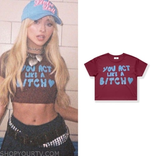 Feather MV: Sabrina Carpenter’s Crop Tee | Shop Your TV