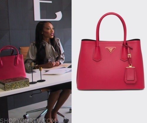 Prada Small Saffiano Leather Double Prada Bag worn by Odeen Eccleston as  seen in Listing Large Season 1 Episode 2