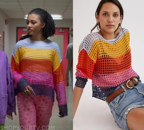 I Woke Up A Vampire: Season 1 Episode 6 Madison's Rainbow Striped Crochet Knit  Sweater