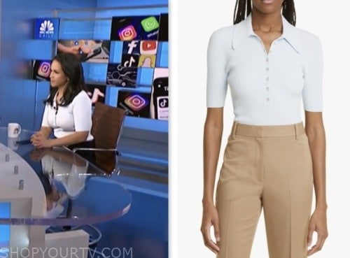 nbc news daily, blue polo top, laura jarrett