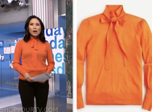 nbc news daily, orange tie neck top, vicky nguyen