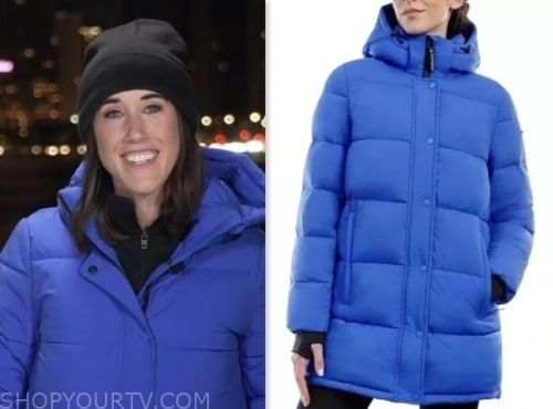 The Today Show: November 2023 Maggie Vespa's Blue Hooded Puffer Coat ...