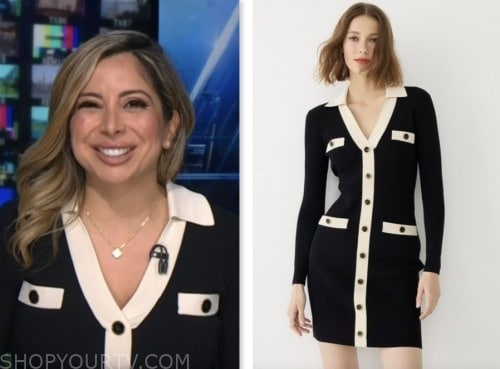 Silvana Henao, nbc news daily, black and white contrast trim dress
