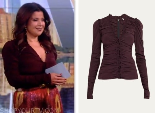 ana navarro, the view, burgundy ruched top
