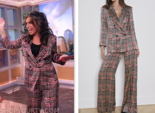 the view, plaid satin blazer and pant suit, alyssa farah griffin