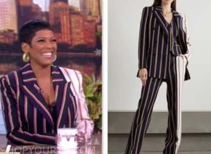 The View: November 2023 Tamron Hall's Navy and White Colorblock Striped ...