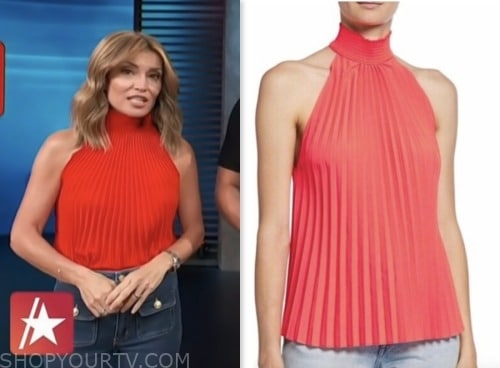 kit hoover, access hollywood, red pleated halter top