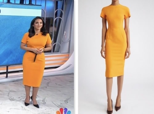the today show, laura jarrett, orange sheath dress