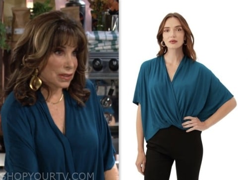 esther valentine, teal drape top, the young and the restless, kate linder