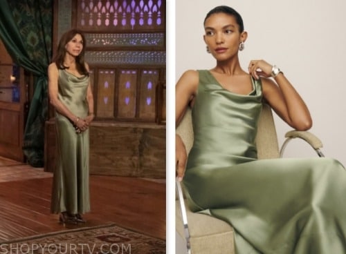 the golden bachelor, green silk dress, theresa nist
