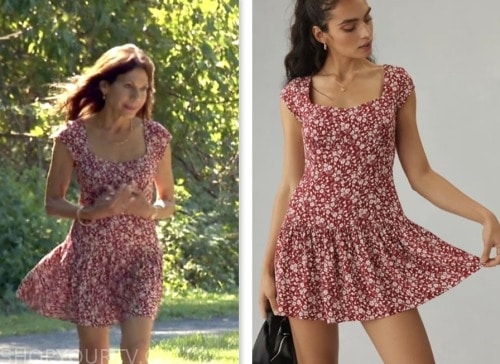 theresa nist, red floral mini dress, the golden bachelor