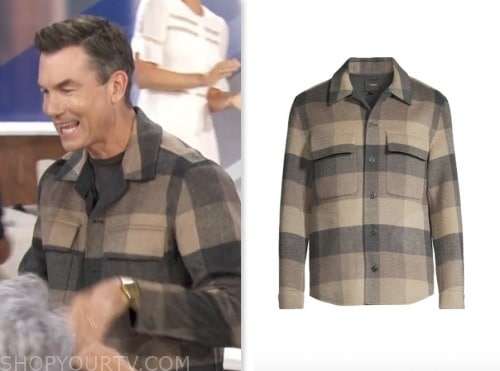 The Talk: October 2023 Jerry O'Connell's Brown and Beige Check Shirt ...