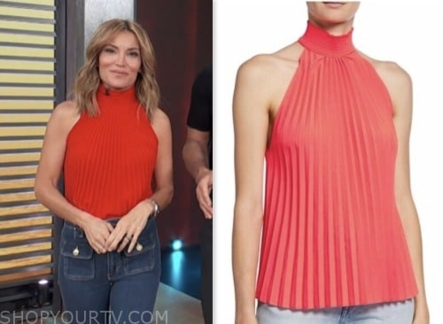 kit hoover, access daily, red pleated halter top
