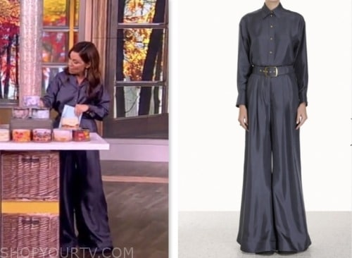 the view, gretta monahan, navy shirt and wide leg pants