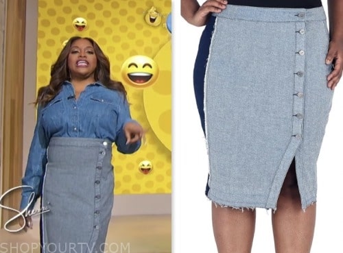 Sherri: November 2023 Sherri Shepherd's Denim Two-Tone Pencil Skirt ...