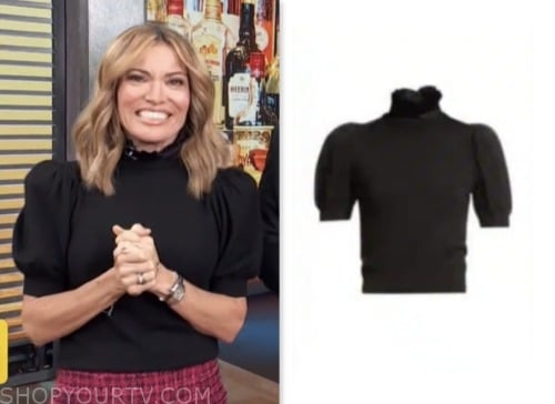 access daily, kit hoover, black puff sleeve top