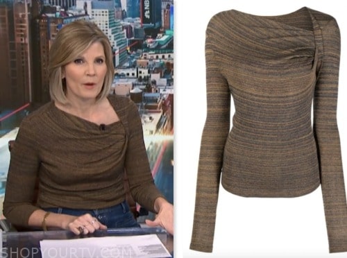 kate snow, nbc news daily, brown asymmetric neck top