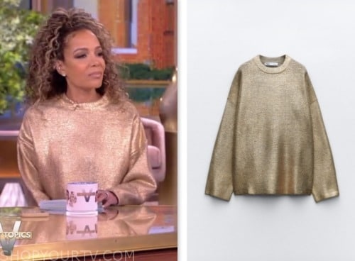 sunny hostin, the view, gold metallic sweater