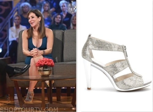 faith martin, silver glitter t-strap sandals heels, the golden bachelor, women tell all