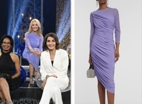 christina kempton, the golden bachelor, purple ruched dress, women tell all