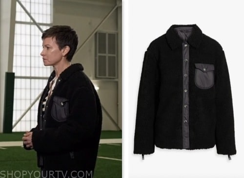 stephanie gosk, the today show, black shearling leather trim jacket coat