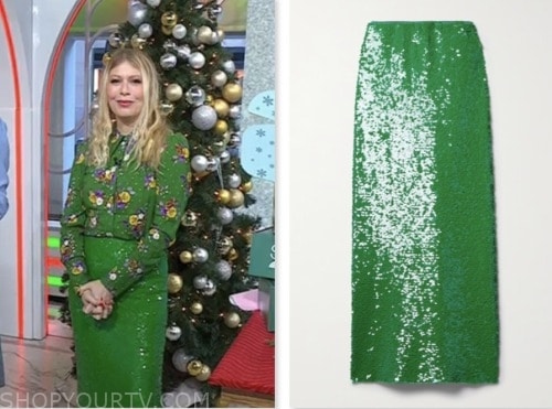 the today show, jill martin, green sequin skirt