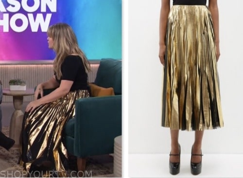 kelly clarkson, the kelly clarkson show, gold pleated skirt