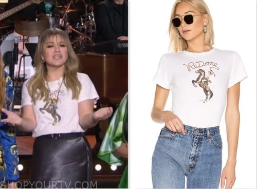 kelly clarkson, the kelly clarkson show, white cowgirl tee