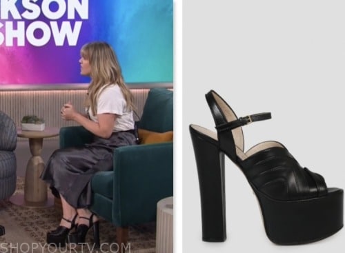 the kelly clarkson show, kelly clarkson, black platform sandals heels