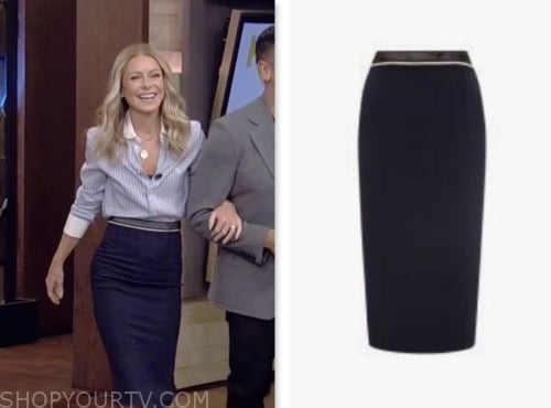 kelly ripa, navy pencil skirt, live with kelly and mark