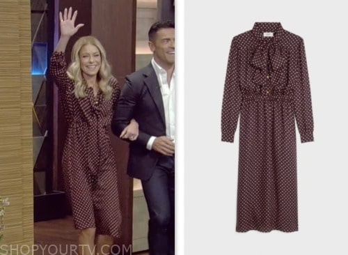 live with kelly and mark, kelly ripa, burgundy polka dot dress