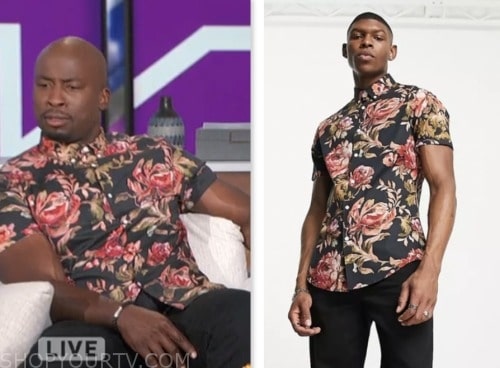 Akbar Gbajabiamila, black floral shirt, the talk