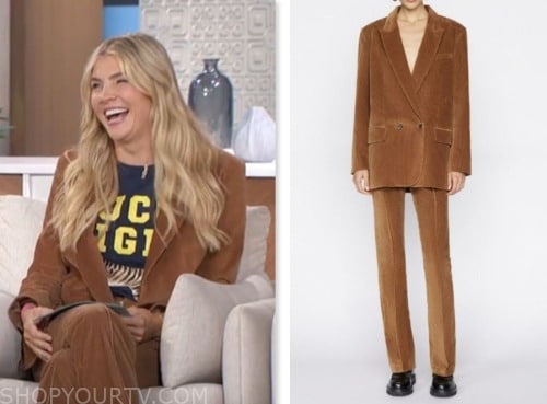 The Talk: November 2023 Amanda Kloots's Brown Corduroy Blazer and Pant ...