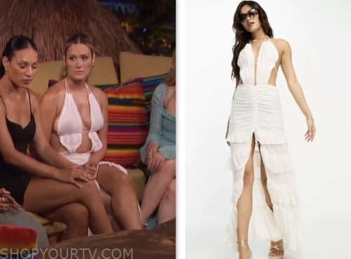 bachelor in paradise, rachel recchia, white plunge maxi dress