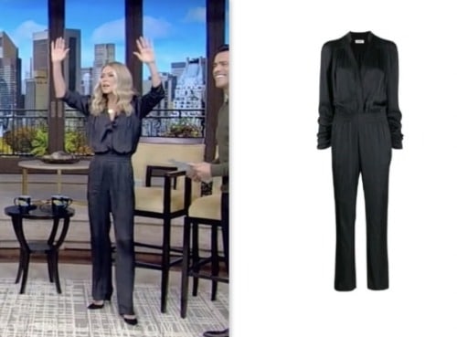 live with kelly and mark, kelly ripa, black satin jumpsuit