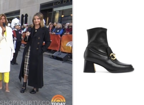 savannah guthrie, the today show, black leather horsebit ankle boots