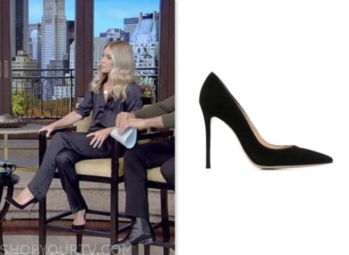 live with kelly and mark, kelly ripa, black suede pumps heels