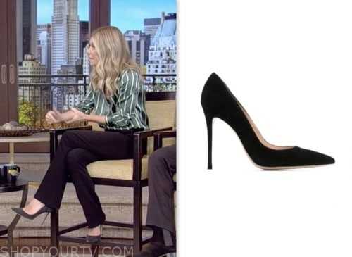 live with kelly and mark, kelly ripa, black suede pumps heels
