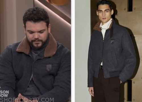 Josh Andrés Rivera, the kelly clarkson show, wool bomber jacket