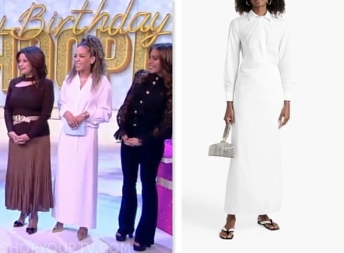 the view, sunny hostin, white maxi shirt dress
