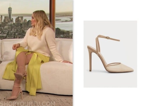 hilary duff, beige heels, drew barrymore show
