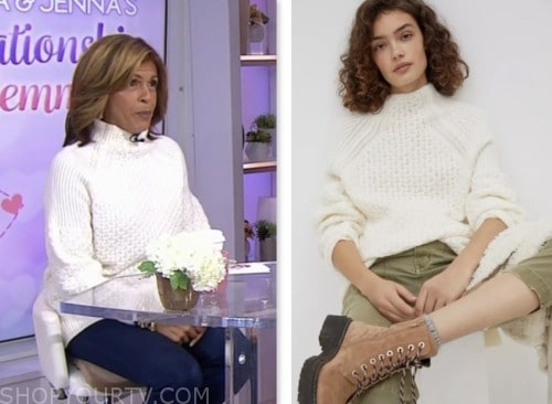 hoda kotb, the today show, hoda and jenna, white textured mock neck sweater