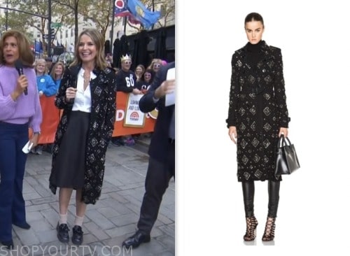 savannah guthrie, the today show, black embellished coat