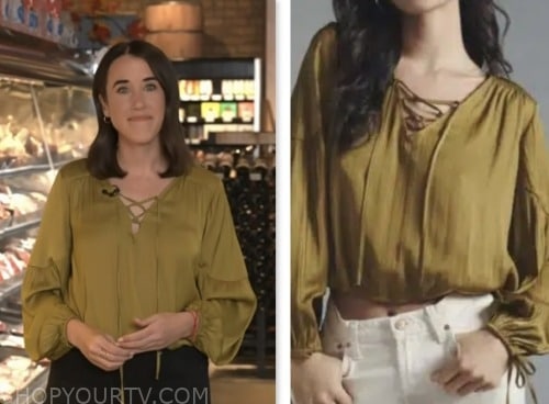 maggie vespa, the today show, green lace-up blouse