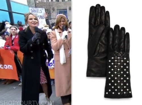 the today show, black leather beaded gloves, savannah guthrie